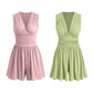 Mouwloze jumpsuit met V-hals en geplooide taille voor dames